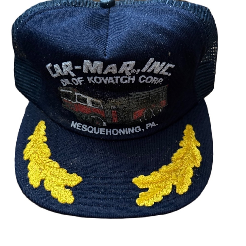 Vintage Car-Mar Inc Kovatch Corp Nesquehoning Pa Gold Embroidered Lapel SnapBack
